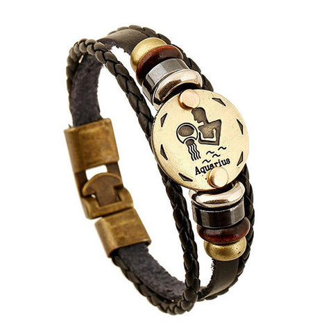 Zodiac Signs , Constellations  Leather Bracelet  2017 Unisex
